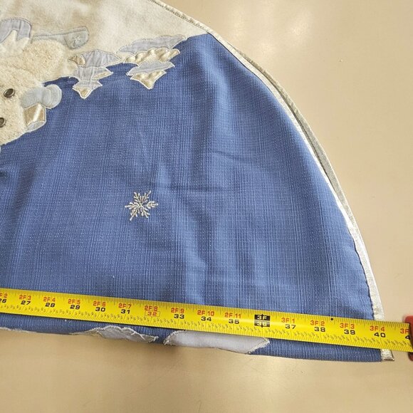 Snow Buddies Tree Skirt 1995 Christmas vtg Pottery Barn 40" blue holiday season - Picture 11 of 14